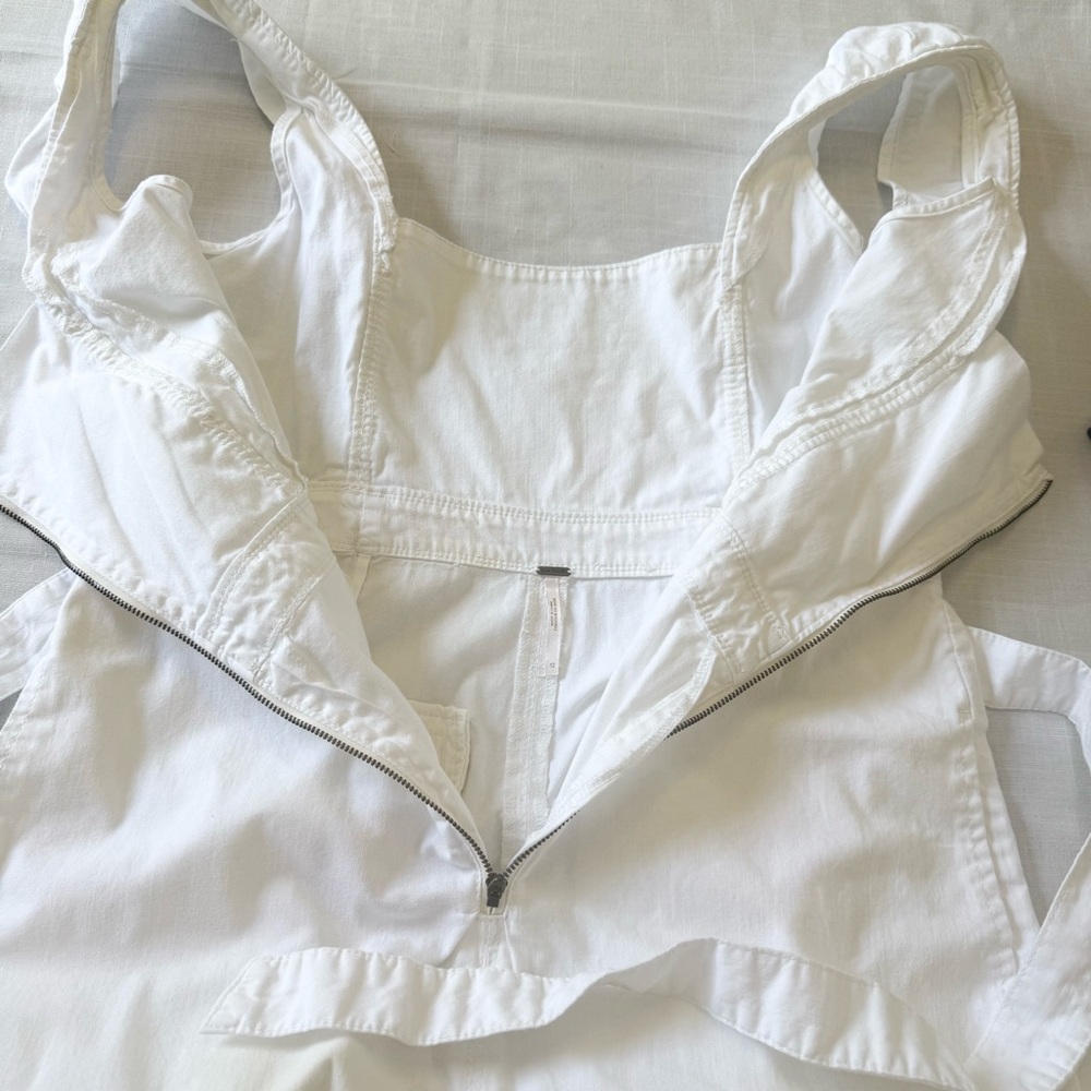 Free People Sun Valley Wide-Leg Jumpsuit w/Ruffles in Ivory White Size 12 - Picture 13 of 16